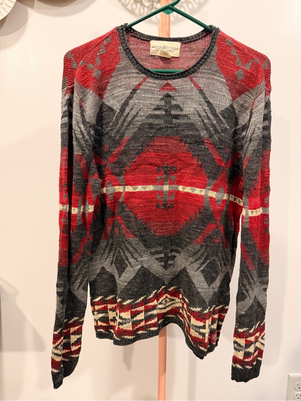 Denim & Supply Ralph Lauren Red and Black Knit Sweater